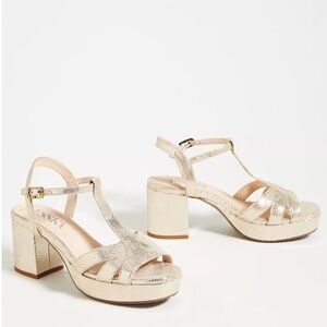 Anthropologie Esska Charlie Oyster Leather T-Bar Block Heel Sandals EU40 NWT